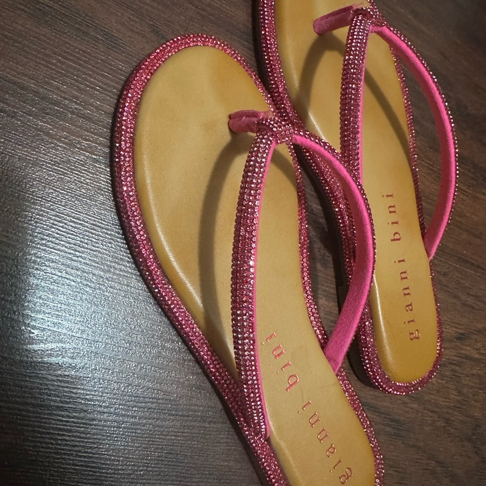 Gianni Bini Pink and Tan Flip-Flop Sandals